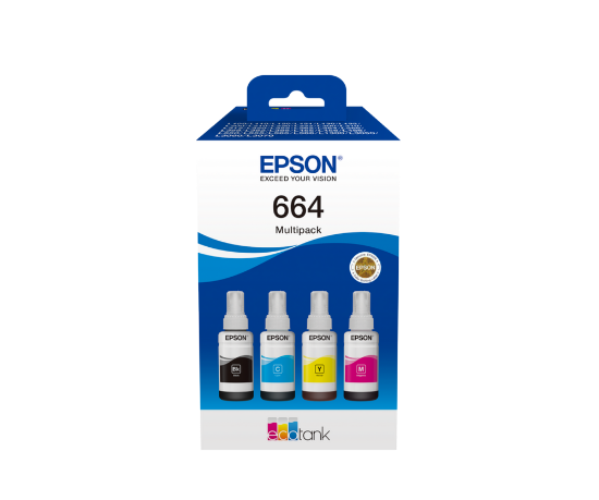 Изображение Контейнери з чорнилом  Epson 664 Multipack /C, M , Y, Bk/, 4 x 70мл (C13T66464A)