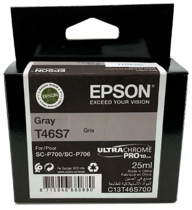 Зображення Картридж cтруменевий Epson Singlepack T46S7 Gray для SureColor SC-P700, 25 мл (C13T46S700)