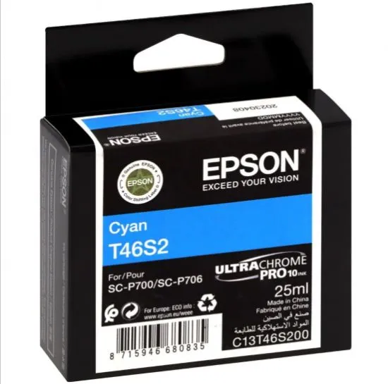 Зображення Картридж cтруменевий Epson Singlepack T46S2 Cyan для SureColor SC-P700, 25 мл (C13T46S200)