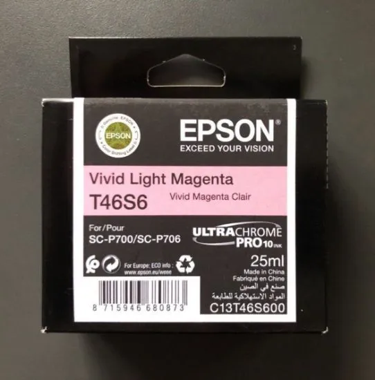 Изображение Картридж cтруменевий Epson Singlepack T46S6 Vivid Light Magenta для SureColor SC-P700, 25 мл (C13T46S60N)
